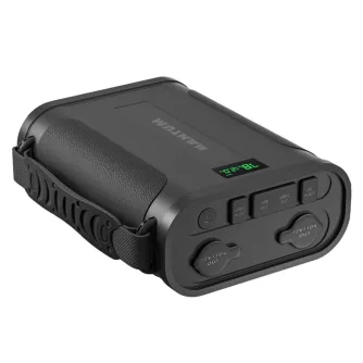 Maentum X-TRA 300 portable power station with 307 Wh LiFePO4 battery, featuring USB-C, USB-A, and 12V DC outputs, LCD display, and durable design for outdoor and travel use