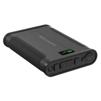 Maentum X-TRA 150 portable powerstation with 154Wh LiFePO4 battery, featuring USB-C, USB-A, 12V DC outputs, and an LCD display for outdoor and mobile use