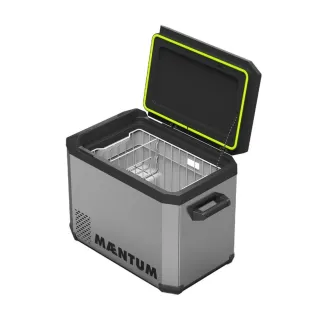 Холодильник-компрессор Maentum IceCube X 40 объемом 40 литров с открытой крышкой, внутренними полками из металлической сетки и прочным металлическим корпусом