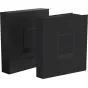 Polaroid Studio Coffee Table Photo Album with black linen cover and square photo window display, featuring closed and open box views