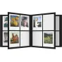Polaroid-style photo display stand showcasing diverse instant photos in square frames, ideal for Polaroid Studio Coffee Table Photo Album collection