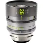 NiSi Athena Prime Rewind 25mm T1.9 PL-Mount cine lens with a metallic body, focus ring with fluorescent markings, aperture scale, and rewind mechanism for film-like bokeh and stylized visuals.