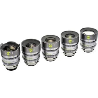 NiSi Athena Prime Rewind PL-Mount cine lens set featuring 14mm, 25mm, 35mm, 50mm, and 85mm focal lengths, showcasing vintage-inspired optics and modern PL-mount compatibility for professional filmmaking.