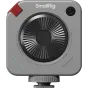 SmallRig 5821 Neo mini LED video gaisma P108 Nebula Gray augšējais skats ar apaļu RGBWW LED paneli, trim zaļām barošanas indikatora gaismām un sarkanu barošanas slēdzi, paredzēta fotogrāfijai un videofilmu uzņemšanai.