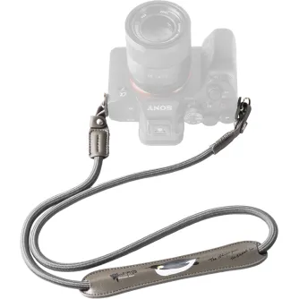 SmallRig Emperor Penguin Pattern Camera Strap with Sony mirrorless camera, featuring a braided strap, soft leather section, and keyring attachment.