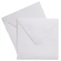 Focus brand white square envelope 160x160 mm, 120g, partially open flap revealing inner lining, ideal for invitations and documents