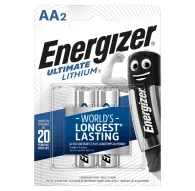 Energizer Ultimate Litija AA bateriju pakete 2x ar 20 gadu glabāšanas termiņu, nodrošinot pasaulē ilgāko darbības laiku digitālajām kamerām un spēļu ierīcēm.Energizer Ultimate Litija AA bateriju pakete 2x ar 20 gadu glabāšanas termiņu, nodrošinot pasaulē ilgāko darbības laiku digitālajām kamerām un spēļu ierīcēm.
