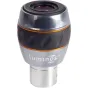 Celestrona Luminos 15mm okulārs ar pulētu alumīnija korpusu, oranžu akcenta gredzenu, retrakcējamu acīmstura un vītni filtriem teleskopiem.