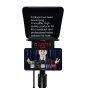 Fortinge ERA LITE 19 teleprompter system with dual screens, digital timer, and professional studio setup for cameras up to 20 kg