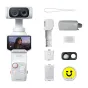 Insta360 Luna Ultra kreatoru komplekts baltajā zvaigžņu baltajā krāsā ar divu objektīvu kameru, atdalītu skārienekrānu, attālinātu skārienekrānu, aizsargpārvalku, objektīva vāciņu, mikrofona raidītāju, platleņķa objektīvu un aku