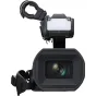 Panasonic AG-CX20EJ 4K camcorder with detachable handle block and built-in LED lighting, front and side view showcasing professional lens and ergonomic design