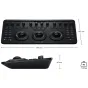 Blackmagic Design DaVinci Resolve Micro Color Panel with trackballs and knobs for professional color grading, top and side view with dimensions (364 mm length, 182 mm height, 48 mm depth) and weight (1.18 kg) details