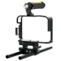 Ikan Cage Kit for Panasonic GH4 with reversible top handle, 15mm aluminum rods, and baseplate – tool-less assembly camera cage system