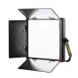 Ikan LBX10-POE bi-color LED studio light featuring a soft diffusion panel and adjustable barn doors, powered by PoE++ and ready for DMX control.