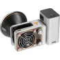 Zhiyun Molus X60 RGB Pro COB light with advanced cooling fan and dual control knobs, paired with mini reflector and portable PD battery pack