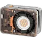 ZHIYUN Molus X60 RGB Pro COB light with advanced cooling system and RGB LED matrix, front view showing illuminated COB module and fan assembly