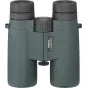 Pentax ZD Waterproof 10x43 binoculars front view featuring WP waterproof certification, durable green rubber armor, and superior optical performance for outdoor enthusiasts