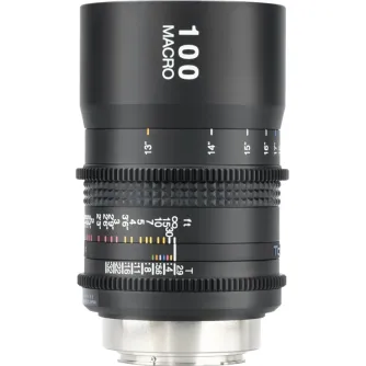 Tokina 100mm Macro T2.9 Cinema EF Mount lens front view featuring a de-clicked focus ring and 9-blade iris for sharp 4K macro photography