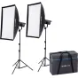 Nanlite FS-150B bi-color LED 2-light kit with softboxes and portable carrying case for professional video and photography lighting