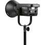 Nanlite FS-150B bi-color LED light fixture with stand, front view showcasing the control panel and reflector for professional studio lighting