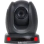 Datavideo PTC-145NDI black PTZ camera with 20x optical zoom, front view featuring built-in lens and indicator lights