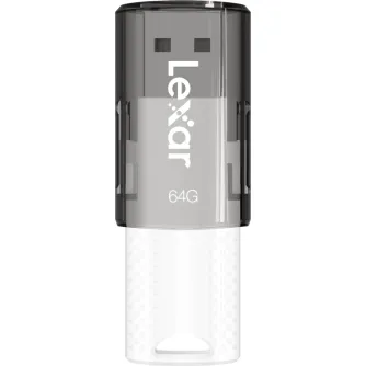 Lexar 64GB JumpDrive S60 USB 2.0 glabvielisks datne ar slīdošu aizsargsegumu, stilīgs metāla un caurspīdīgs dizains.