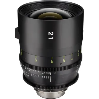 Tokina Vista 21mm T1.5 Cinema Prime Lens - close-up side view showcasing focus and aperture scales for professional filmmaking