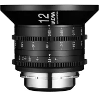 Laowa 12mm T2.9 Zero-D Cine Lens with Arri PL mount - ultra-wide zero distortion professional cinema lens, front view showing focus and aperture markingsLaowa 12mm T2.9 Zero-D Cine Lens with Arri PL mount - ultra-wide zero distortion professional cinema lens, front view showing focus and aperture markings