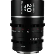 Laowa Nanomorph 20mm T2.2 silver anamorphic lens for MFT cameras featuring MOD 0.8 cine gears and a long focus throwLaowa Nanomorph 20mm T2.2 silver anamorphic lens for MFT cameras featuring MOD 0.8 cine gears and a long focus throw