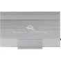 OWC Mercury Elite Pro 20TB USB 3.2 external hard drive in brushed aluminum enclosure with a sleek design and a drive bay compartment for professional-grade data storage.
