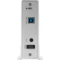 OWC Mercury Elite Pro 20TB ārējais cietais disks: aizmugures skats ar USB 3.2 Gen 5 portu un jaudas slēdzi augstas ātruma datu pārraidei