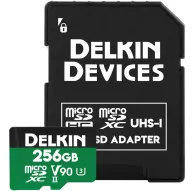 Карта microSD Delkin Power 256GB UHS-II V90 с адаптером UHS-II для высокоскоростной записи 8K видео и профессиональной фотосъемкиКарта microSD Delkin Power 256GB UHS-II V90 с адаптером UHS-II для высокоскоростной записи 8K видео и профессиональной фотосъемки