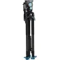 Комплект видеоштатива Sirui Pro Rapid SVT-75 Pro с жидкоголовкой SVH15 - черный и синий штатив с средним распоркой, боковой загрузкой и быстрозажимной пластиной.