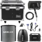 NANLUX Evoke 2400B professional LED spot light kit with 45-degree reflector, power supply, remote control, cables, and sturdy flight case for film lighting