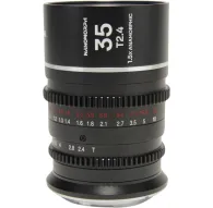 Laowa Nanomorph 35mm T2.4 1.5X Anamorfa sudraba lēca - priekšējais skats ar fokusa un apertūras gredzeniemLaowa Nanomorph 35mm T2.4 1.5X Anamorfa sudraba lēca - priekšējais skats ar fokusa un apertūras gredzeniem