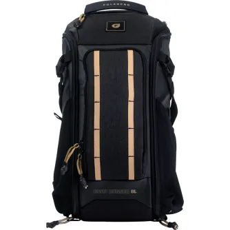 PolarPro RoadRunner 8L ultralight backpack featuring a dual-access main compartment, tan mesh panel, and built-in weather sealing for travel and daily use.