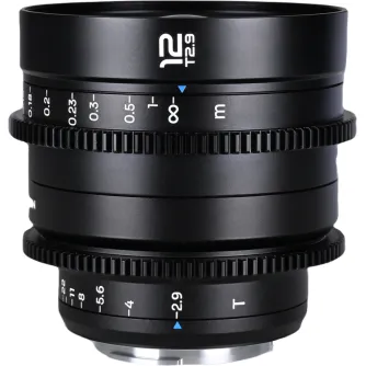 Laowa 12mm T2.9 Lite Zero-D VV Cine Lens for Sony E-mount featuring front and rear focus/aperture gear rings and minimal distortion design