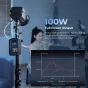 SmallRig T99 V-Mount 100W battery power bank with graphene cooling, delivering full power output for professional lighting and camera equipment, in use with a studio light