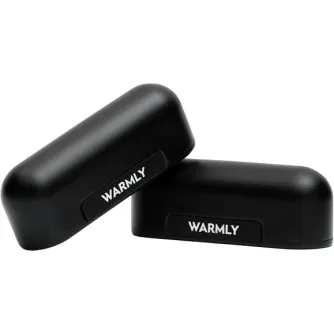 Warmly Pro magnētiskie rokāsiltumi ar 5000mAh bateriju, elegants melns dizains, priekšējā puse ar zīmola logo