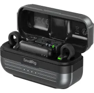 SmallRig S70 wireless lavalier microphone system charging case with two TX transmitters and smartphone RX receiver, featuring green power indicators and USB-C compatibilitySmallRig S70 wireless lavalier microphone system charging case with two TX transmitters and smartphone RX receiver, featuring green power indicators and USB-C compatibility