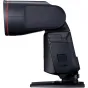 Вспышка Canon Speedlite EL-1 (Ver.2) с открытым отсеком для батареи, вид сзади и сбоку для замены аккумулятора.