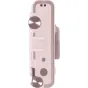 Фуджифилм Instax Mini Evo USB-C камера сзади в нежном розовом цвете с дисками настроек объектива и эффектов плёнки, кнопкой затвора и USB-C портом для зарядки.