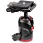 Manfrotto Mini MH494-BH kompakta ballgalva ar ātri atbrīvojošo plātni, 8 kg nesējspēju, melnā un sarkanā dizainā, spriedzes regulēšanas pogu un līmeņa burbuļiem