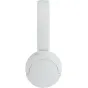 Panasonic RB-HF630BE-W wireless headphone - sleek white design with a curved base featuring the brand logo, captured from a bottom-up perspective