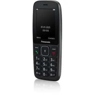 Panasonic KX-TF400EXB melns telefons ar lielām fiziskajām pogām, 2,4 colu krāsainu ekrānu, iebūvētu kameru, lāpu un ilgu baterijas darbības laiku
