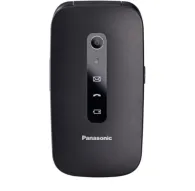 Задняя сторона мобильного телефона Panasonic KX-TU550EXB с кнопкой экстренного вызова, камерой с вспышкой и прочным дизайном.Задняя сторона мобильного телефона Panasonic KX-TU550EXB с кнопкой экстренного вызова, камерой с вспышкой и прочным дизайном.
