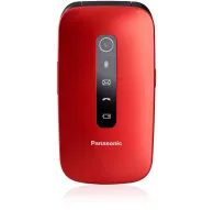 Panasonic KX-TU550EXR sarkans flip telefons mugurpuse ar kameru, pirkstu nospiedumu sensoru un ārkārtas izsaukuma poguPanasonic KX-TU550EXR sarkans flip telefons mugurpuse ar kameru, pirkstu nospiedumu sensoru un ārkārtas izsaukuma pogu