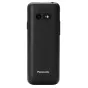 Rear view of Panasonic KX-TU250EXB black device featuring emergency call button, camera lens, and speaker grille.