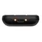 Panasonic KX-TU250EXB black wireless lavalier microphone with USB-C charging port and golden control points on the back