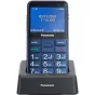 Panasonic KX-TU155EXCN blue cordless phone with 2.4-inch TFT display, illuminated keypad, SOS button, and charging dock